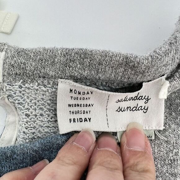 Saturday Sunday Anthropologie Gray Blue Polka Dot Tie Back Sweater Top Size S - Picture 4 of 6